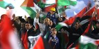 Celebrations in Ramallah, West Bank, after the UN vote© AFP/Getty