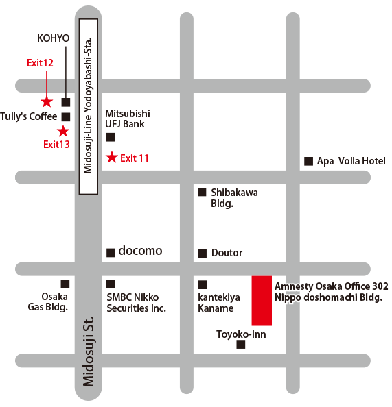 Amnesty Japan Osaka Office MAP