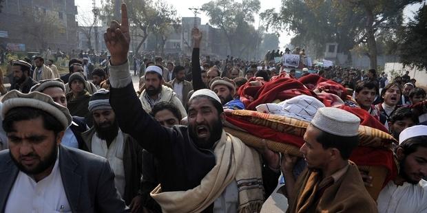 Protest in Peshawar against alleged killings by Pakistan’s armed forces across the Tribal Areas.© A Majeed/AFP/Getty Images